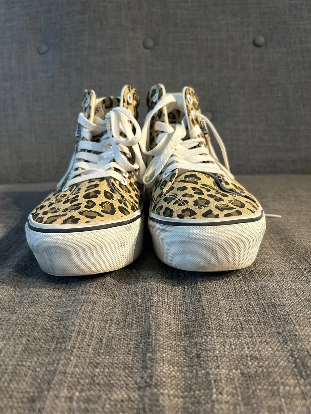 Vans Sk8-Hi Leopard Print High Top Sneakers - Tan, Black & White